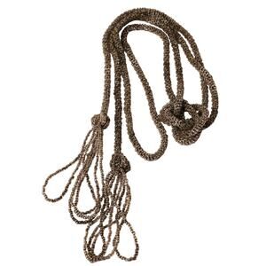 Vintage Necklace 1920's Flapper Style Glass Beaded Tassel Long 62" (Gg274)